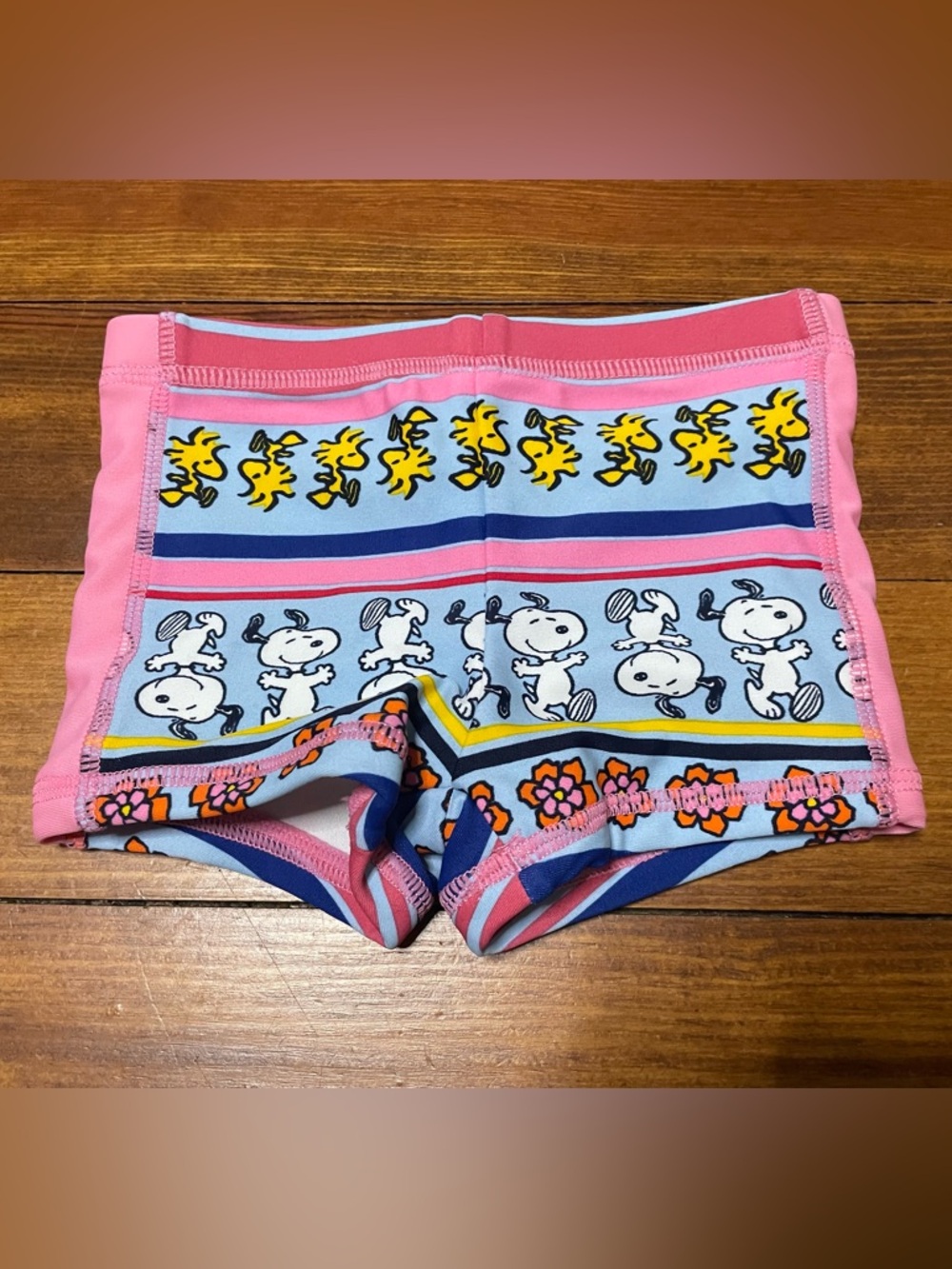 Hanna Andersson Pink & Blue Snoopy & Woodstock Swim Shorts Size 70 cm 6-12 Month